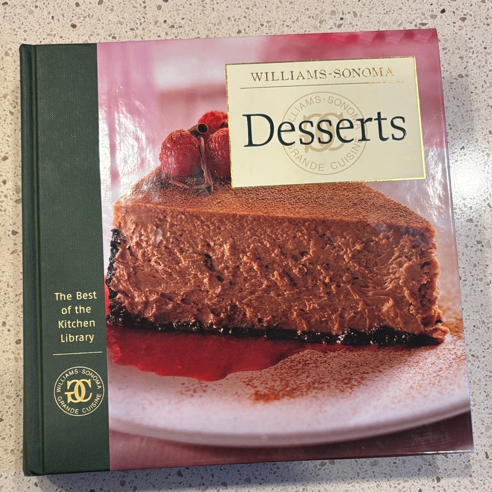 Williams Sonoma Desserts Cookbook with Rich Brown and Red Cover